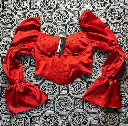 Saw first red satin - first,