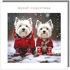 Tracks Medium Christmas Cards Dressed Westies Pack of 5