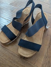 NEW Next Blue Wedge Sandals Cork Heel Sz 3.5