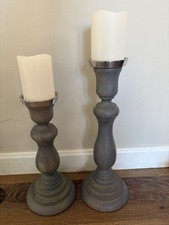 Pair of Rustic Wooden Candle