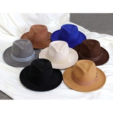 Mens Wide Brim Fedora Hat