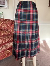 Cotswold Collections Pleated Pure Wool Lined Tartan Skirt red Mix Sz 16 BNWOT 