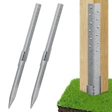 2PCS Heavy Duty Garden Steel Fence Post Repair Stake Anchor Ground Spike 27.5" 