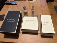 3 X Jo Malone Small Size empty gift Boxes & 2 Glass Perfume Bottles VGC