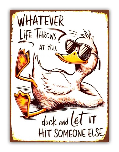 Funny duck metal wall sign - duck,