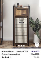 Next Natural Bronx Oak Effect, metal, 100% Cotton Laundry Storage Unit