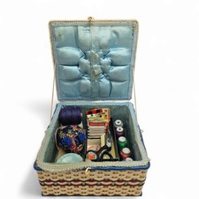 Sewing Box With Contents Bundle Cotton Pins Needles Job Lot Elastic Plus More