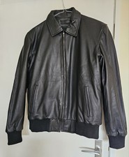Men's Leather Jacket - Harrington/Bomber - Size M