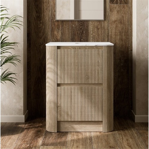 Fluted oak 600mm freestanding - oak,