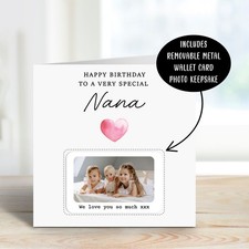 Personalised Nana Birthday Card with Photo Metal Wallet Card Keepsake Gift