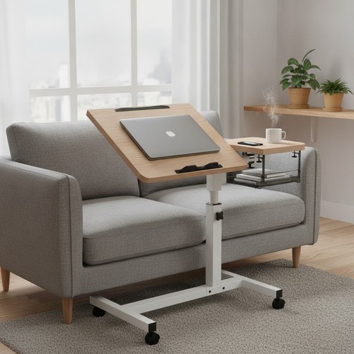 Oak adjustable overbed laptop - oak,