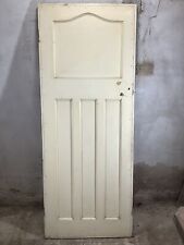 29 3/4"X75 3/4" 1930s Internal Painted Pine Four Panel Door Arched 1over3