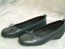 TLC UK4/EU37 Navy Leather Slip-On Wider 'E' Fit Shoes.1.75"/4cm  Heels. Exc Cond