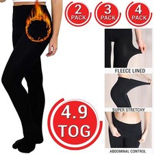 Ladies Thermal Tights Winter Warm Fleece Lined Thick Black Pants 2/3/4 Pack