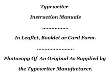 'OLYMPIA' TYPEWRITER USER MANUAL/OPERATING INSTRUCTIONS *BLACK/WHITE PHOTOCOPY*