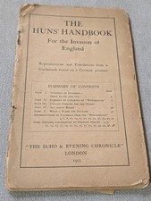 Rare Original WW1 Booklet - The Huns' Handbook For The Invasion Of England 1915