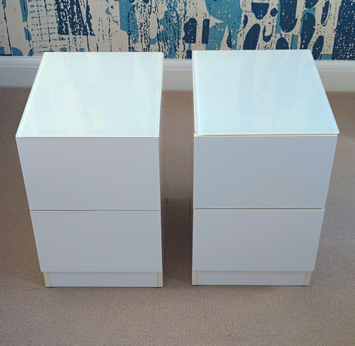 White modern pair bedside - white,