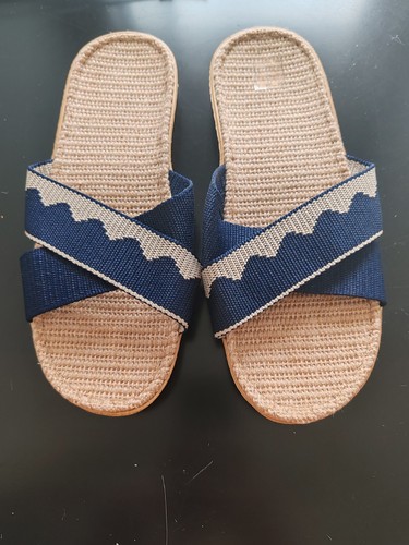 Women navy beige slider mule - women's,