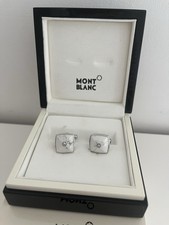 Montblanc Cufflinks, Square Stainless Steel With Howlite and Montblanc Diamond