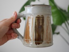 Large OSIMEX Stoneware Tankard Chunky Mug, Rustic Studio Style, Speckled Grey