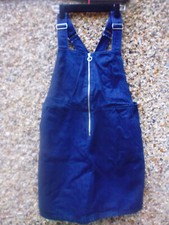 Ladies/Girls M&S Blue Denim dungaree style A-line pinafore dress, UK size 12