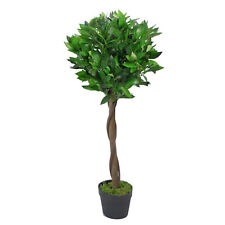 Artificial Topiary Ball Tree Natural Wood Trunk Smooth & Twisted Vine Trunk 90cm