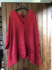 Claire International Cotton Lagenlook Plus Size Sweater in Red