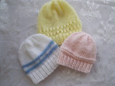 Baby Hat Trio DK knitting pattern premature early baby - Newborn to 3 months