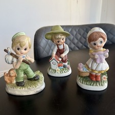3 Vintage Porcelain Figurines 1 Girl 2 Boys
