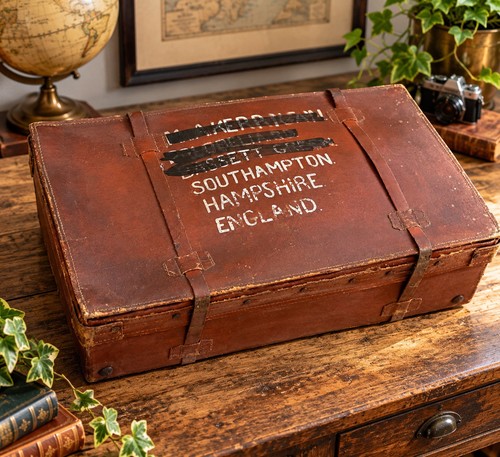 Vintage leather suitcase 29in - suitcase,
