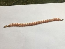 Vintage Salmon Coral Bead Bracelet 9ct Gold Clasp - 7.5” Inches long,Maker JKa