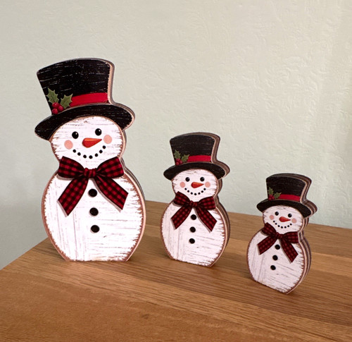 3pc wooden snowman christmas - snowman,