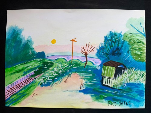 Fred yates painting - drawing, on