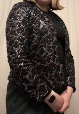 TU Sparkly Sequin Jacket Bolero Blazer Cardigan Black Brand New Condition
