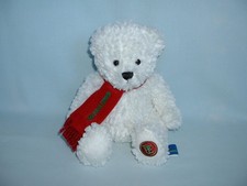 THE POLAR EXPRESS 8" CHRISTMAS WHITE TEDDY BEAR Cuddly Soft Plush Toy In Scarf