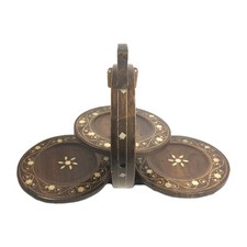 Vintage Inlaid Wooden Folding