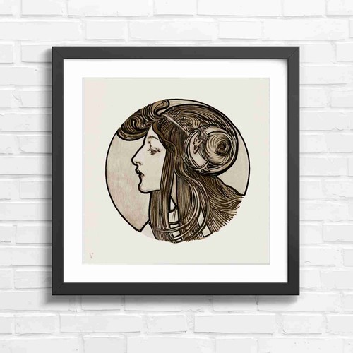 Art nouveau woman profile - nouveau,