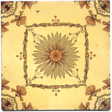 Antique Fireplace Tile Minton Block Printed Floral Tile 1899 AE1