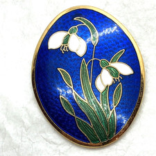 Enamel cloisonne floral brooch