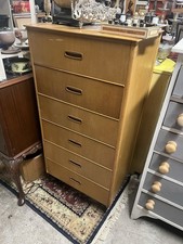 Vintage Mid Century Modern Team Tall boy Chest Of Drawers Bedroom Furniture Home