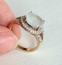 Aquamarine & Diamond Ring- 9ct