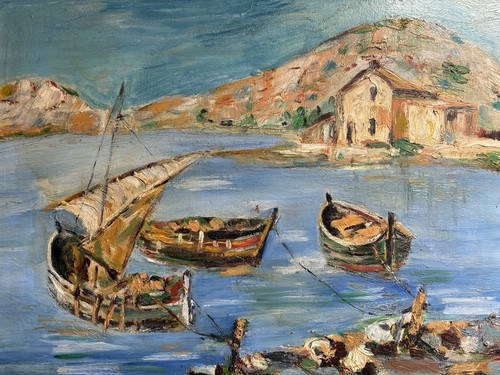 Mid century oil painting - mid, coast