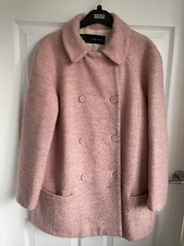 Ladies Pink ZARA BASIC Collared Button Front Long Sleeve Coat - Size Large