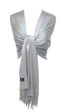 New Pashmina Shawl Bridal Scarf Silky Feel Bridesmaid Gift Day To Evening Silver