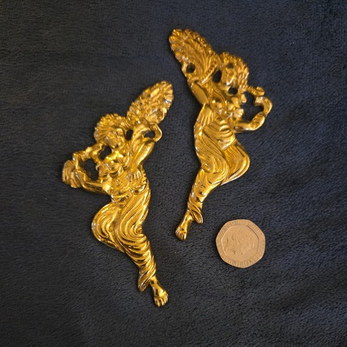 Pair brass coloured cherub - brass,