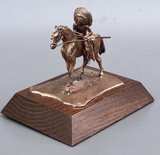 Heavy solid copper figurine NATIVE AMERICAN INDIAN CHIEF on HORSEBACK