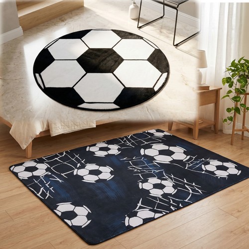 Football rug soft kids bedroom - football,