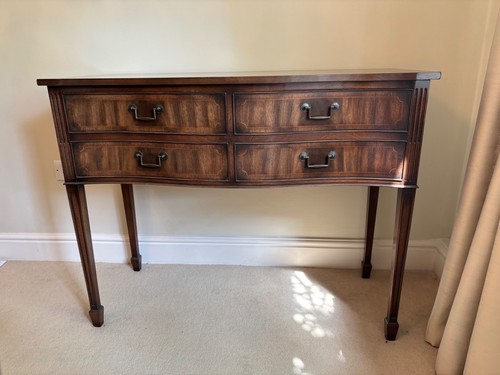 Dark wood table with drawers - wood,