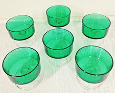 Vintage Luminarc 6 Green Glass Cavalier Dessert Sundae Dishes 70's Retro
