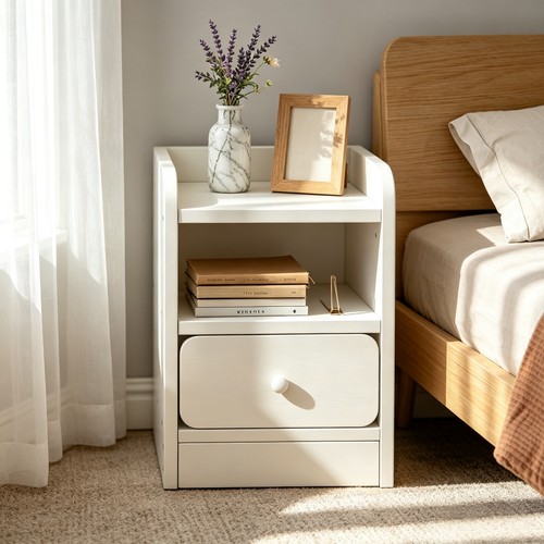 Modern bedside table - modern, white